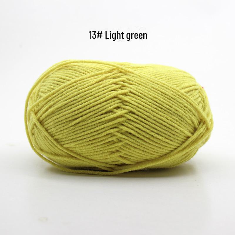

4 нити пряжи из молочного хлопка средней толщины для ручного вязания детских изделий светло-зеленый