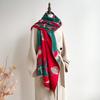 Imitation cashmere ink painting lotus scarf women's new warm simple autumn and winter double-sided thickened scarf