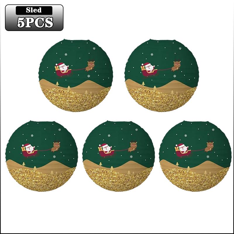 1-20PCS Christmas Paper Lanterns Santa Snowman Reindeer Hanging Lanterns for Xmas Party Decorations Holiday Home Decor Gifts