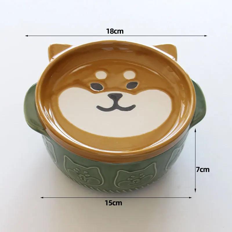 Creative Ceramic Bowls Cartoon Cat Dog Ceramic Noodle Bowls with Lids Cute Animal Soup Salad Fruit Bowl Box Decorative Tableware