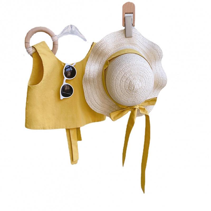 Korean Style Polka Dot Baby Girl Vest & Lantern Pants Set with Hat