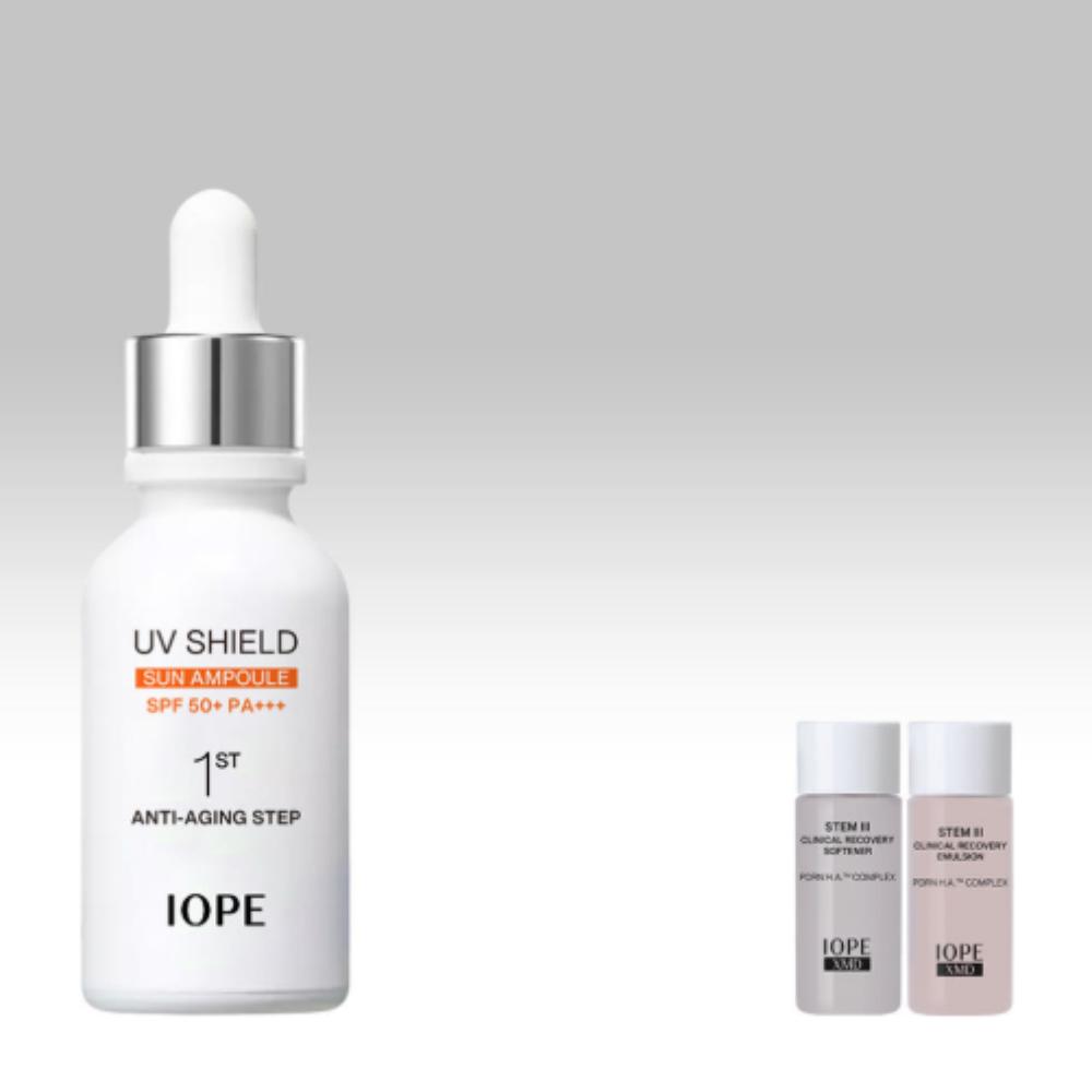 IOPE NEW UV Shield Sun Ampoule 40ml SPF50+ PA+++  High-Protection Sunscreen & Recovery Set