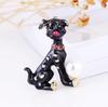 Cute Puppy Brooch Female Pearl Corsage Spotted Dog Year Budding Pet Scarf Pin Buckle The Year of The Zodiac Badge Long-Lasting Color Exquisite Brooch
