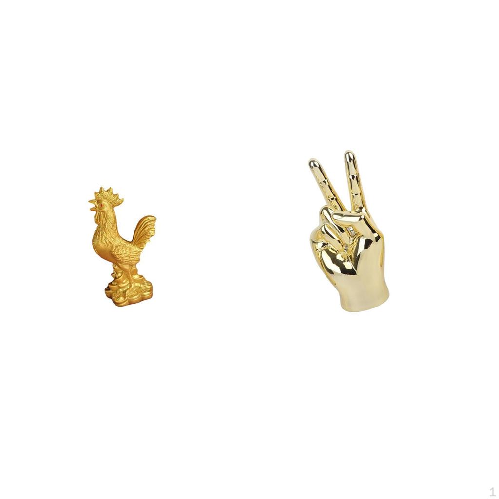 Chicken Figurine Feng Shui Sculpture for Home Decorations Creative Desk Statue Finger Gesture Living