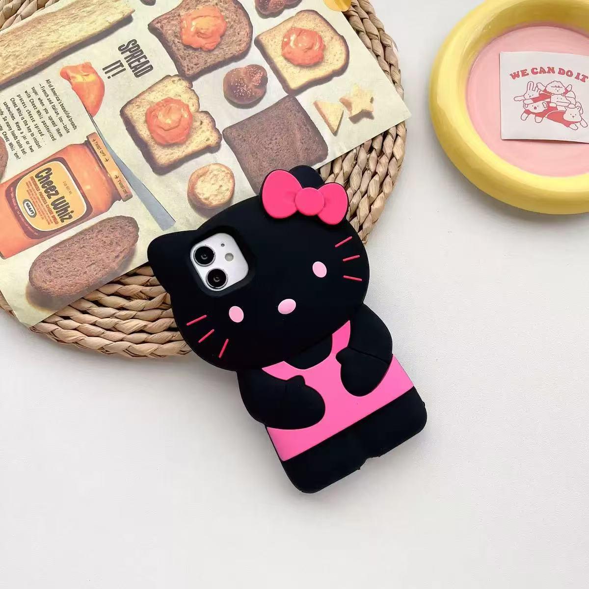 

Black Stereo Cat Phone Case for iPhone 16 Pro Max, 15, 14, 13, 12, 11 11 Pro Max