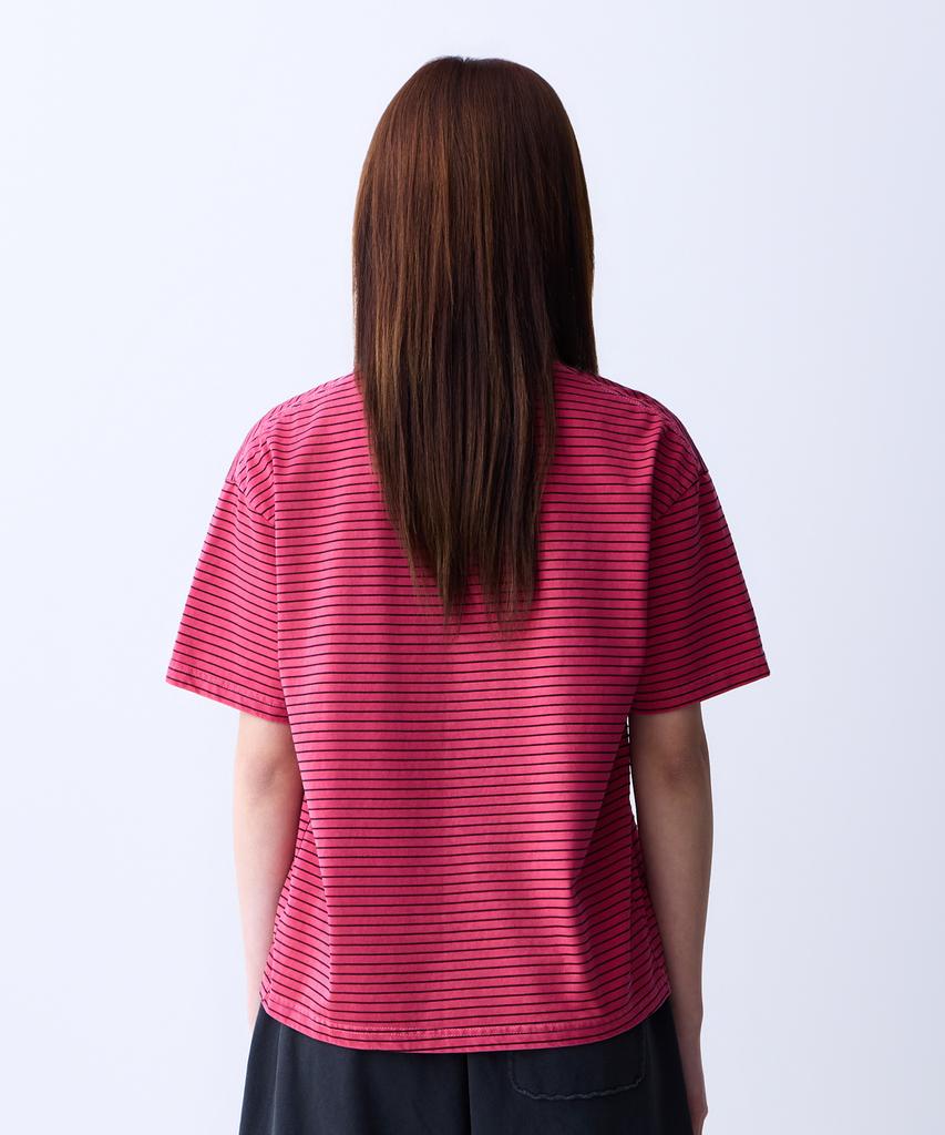 ADERNM Summer Daily Striped Crop T-Shirt Pink