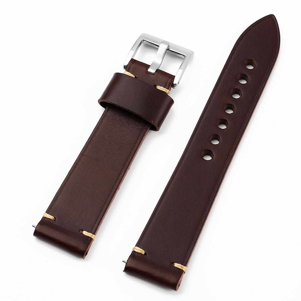 Retro Leather Watch Band 20mm 22mm Quick Release Cow Watch Strap Sport Bracelet Handmade Stitching Band for Watch Accessories