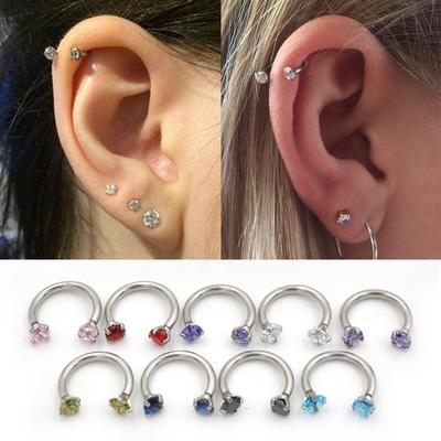 Trendy Unisex Crystal Cartilage Nose Lip Ear Ring Body Jewelry Piercing Septo Captive Hoop Septum