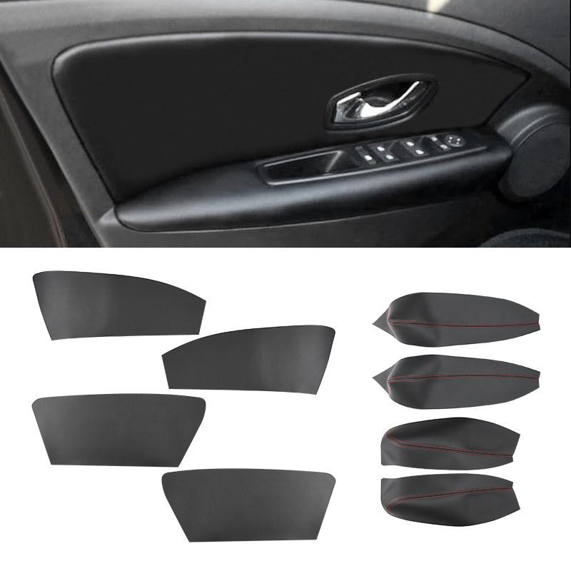 For Renault Megane 3 2008 2009 2010 - 2014 Car Interior Door Armrest Panel Black / Gray Microfiber Leather Cover Protective Trim