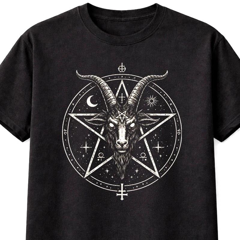 Baphomet Pentagram TShirt Occult Gothic Satanic Goat Alternative Graphic Tee