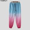 INCERUN Men Drawstring Elastic Waist Gradient Casual Long Harem Pants Trousers