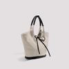 Niche canvas tote bag bow splicing simple commuting shoulder bag casual portable big bag tide