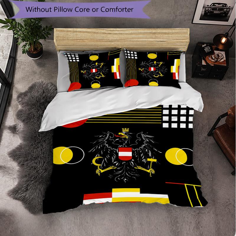 Austria Football Pattern 3 Pieces Bedding Set Soft Microfiber Duvet Cover with Pillow Cases for Bedroom
