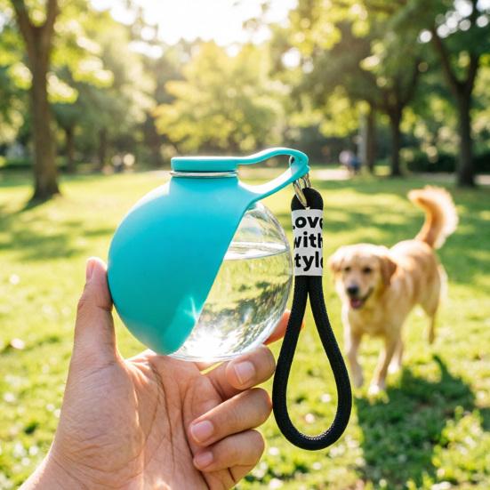 Auslaufsichere tragbare Hundewasserflasche mit faltbarer Silikonschüssel, 10 oz, leichter Wasserspender für Hunde für Reisen, Wandern, Camping, Outdoor
