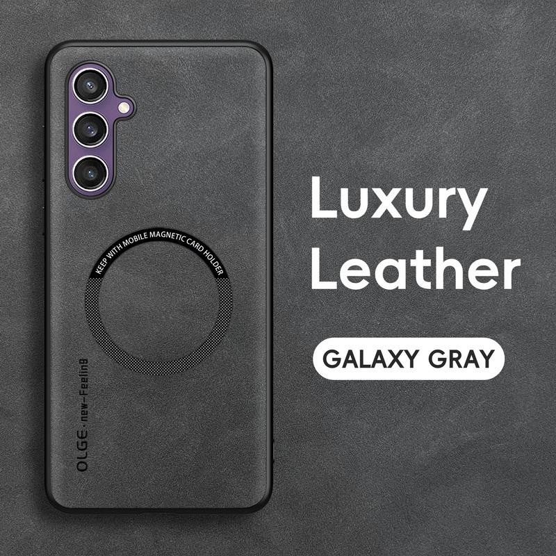 Magnetic For Magsafe Leather Case For Samsung Galaxy S25 S24 S23 S22 Ultra S23 S24 FE Luxury Wireless Charge Phone Back Cover