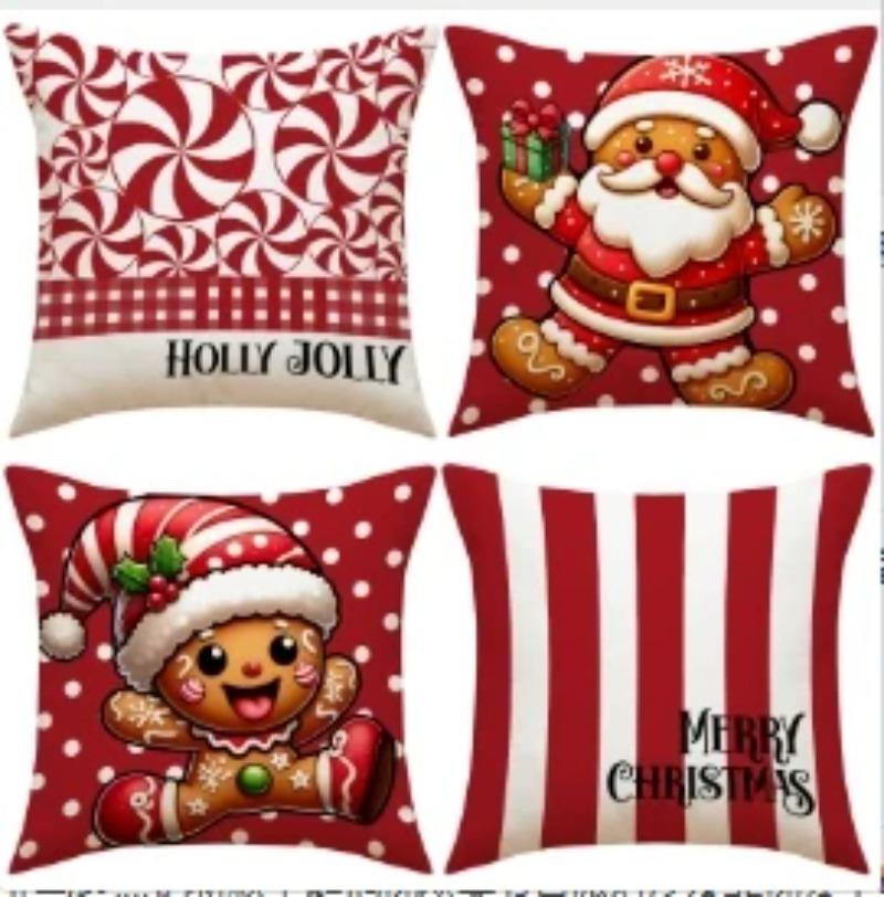 45x45cm Christmas Pillow Covers Set of 4,Winter Decorative Pillow Case, Merry Christmas Tree Cushion for Home Sofa Xmas Decor