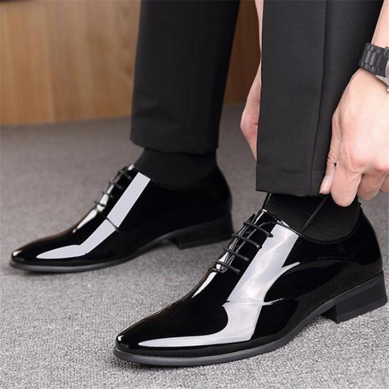 Men's Business Pointed Toe Formal Shoes Dress Shoes Fashion Wedding Office Shoes Suit Leather Shoes Big Size Chaussures Pour Hommes