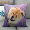 Custom Chow Chow Dog Pillowcase Cartoon Girl Wedding Decorative Cotton Linen Pillow Case For Home Pillow Cover 45X45Cm One Side