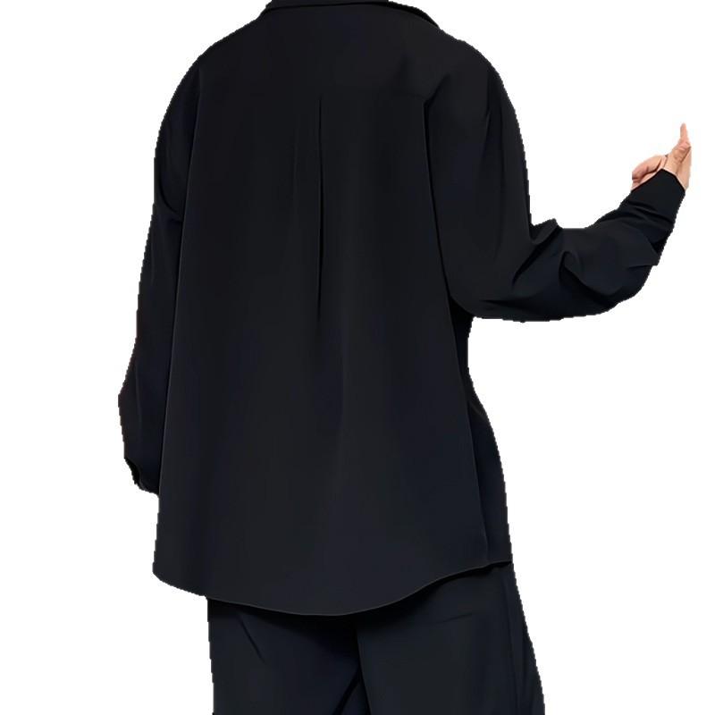 Autumn Men'S Solid Color Long Sleeve Shirt Fashion Fake Two-Piece V-Neck Shirt Design Top