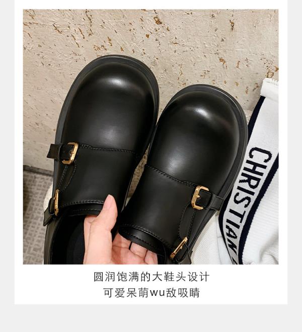 Fashion All-Match Low Heels Shoes Woman Flats Slip-on British Style Round Toe Dress Slip On Nurse Retro Preppy Rome Rubber Fabric