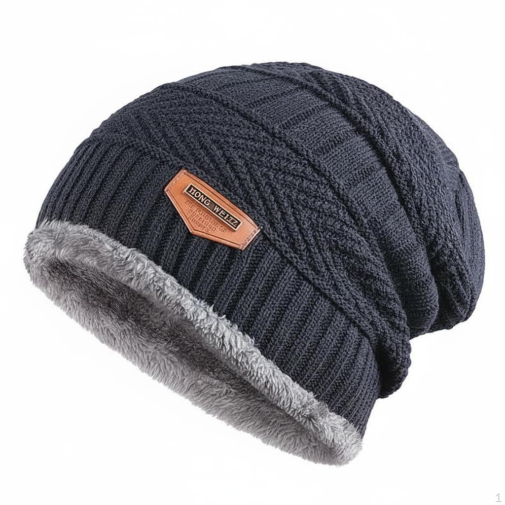 knit cap for Men Women, Winter Hat, Fleece Lined, Warm Knit, Black Khaki