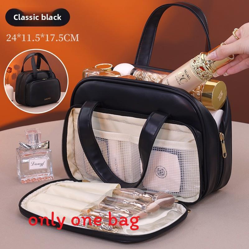 Dual Zone Makeup Bag With Pu Material For Travel And Daily Use