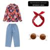 In-Stock Hong Kong Style Floral Cheerleading Uniforms for Boys & Girls - Short Sleeve Performance Costumes (Kindergarten)