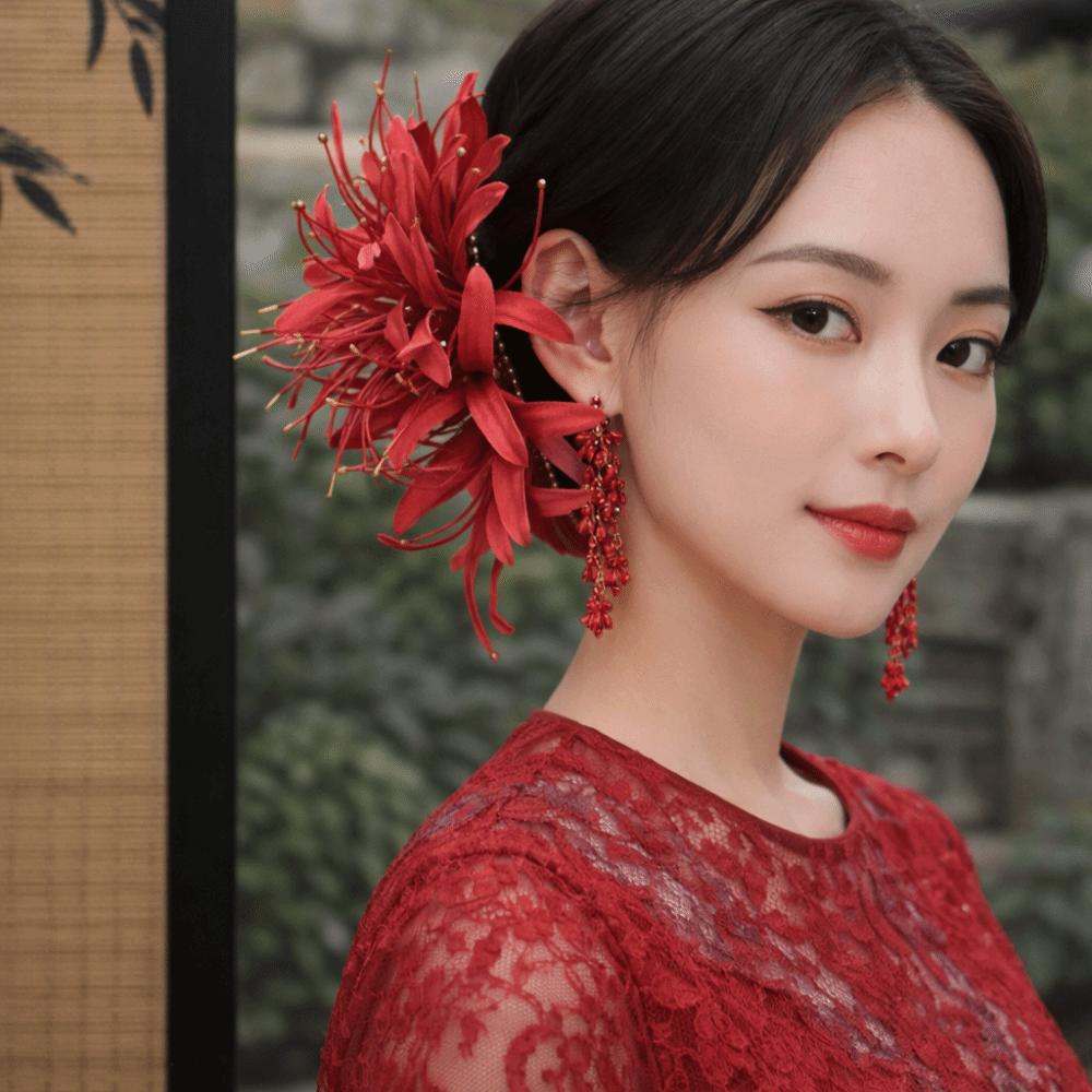 Large Flower Hair Stick Bohemian Thai Hair Fork Sweet Simulation Flower Hairpins Daily