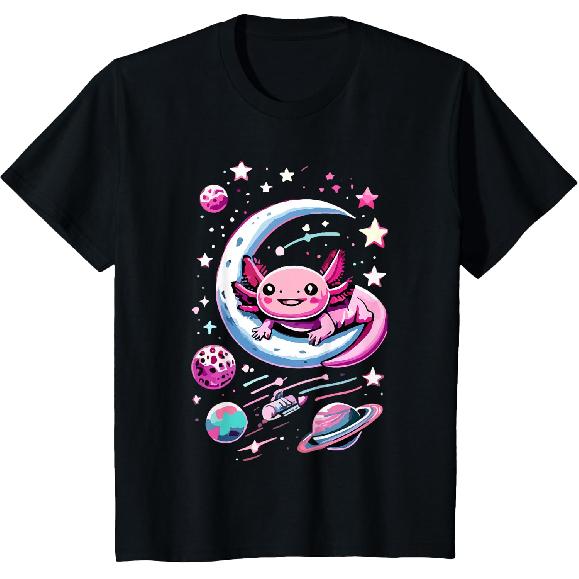 Space Adventure Kawaii Axolotl T-Shirt