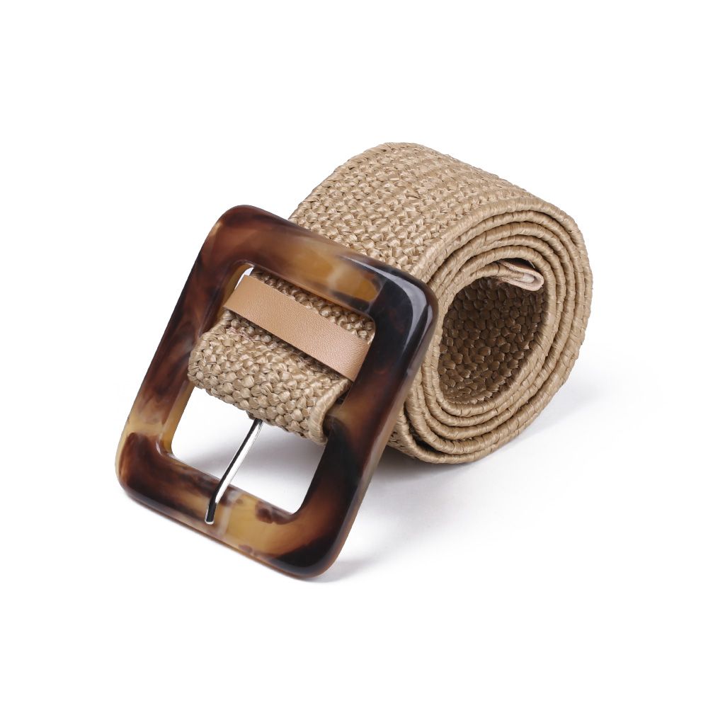 Women Wide Dress Belt Shirt PP Straw Belly Necklace Elastic Waist Chain Body Jewelry Straw Belt