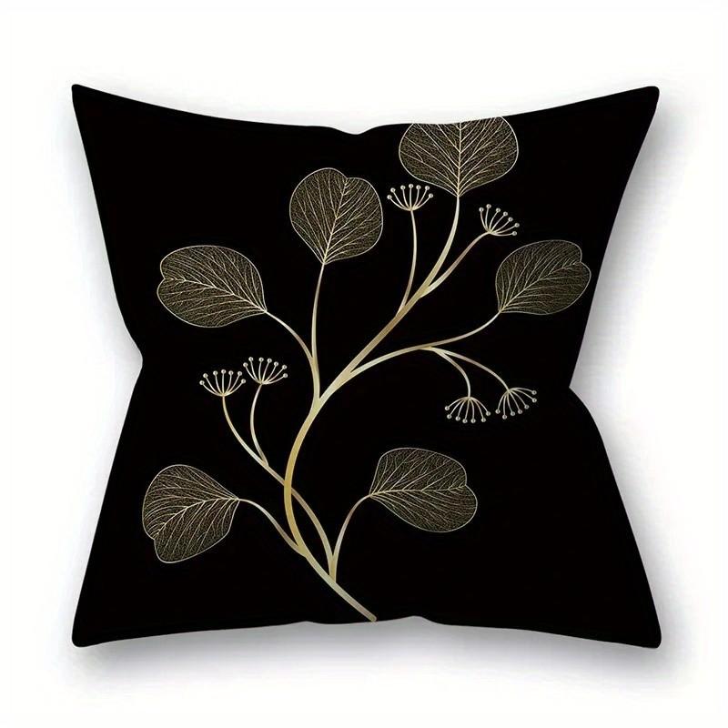 Golden Leaf  Branch Pattern Pillow Covers Pattern Cushion Cover Suitable for Sofa Bedroom Car Pillow Cover