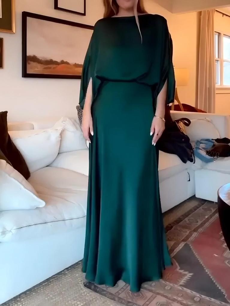 2026 Elegantes Satin-Langes Kleid - Damen Einfarbig Frühling/Sommer Mode