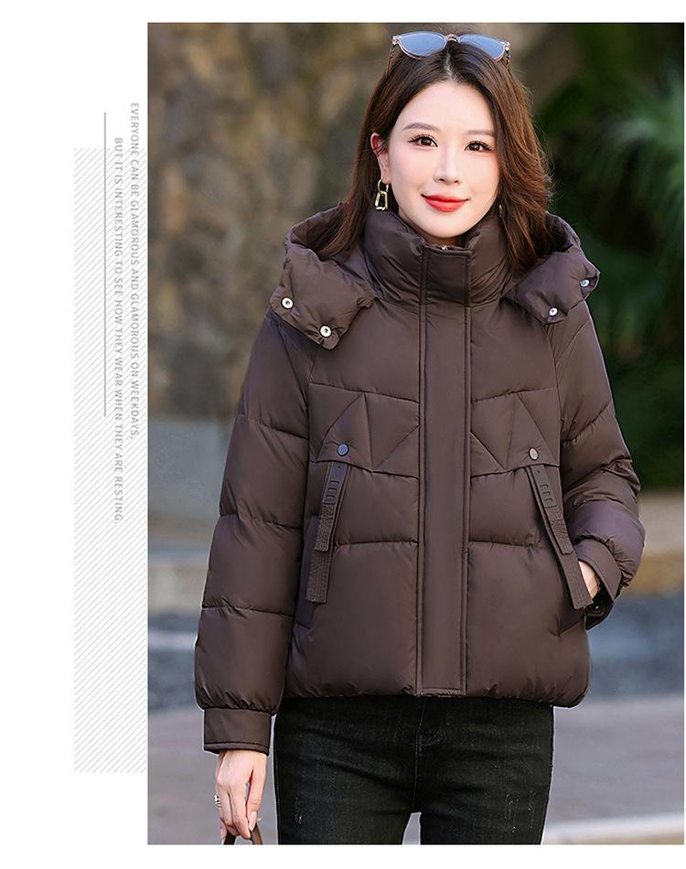 Damen Kurze Kapuzen-Winddichte Dicke Warme Winterjacke mit Quaste