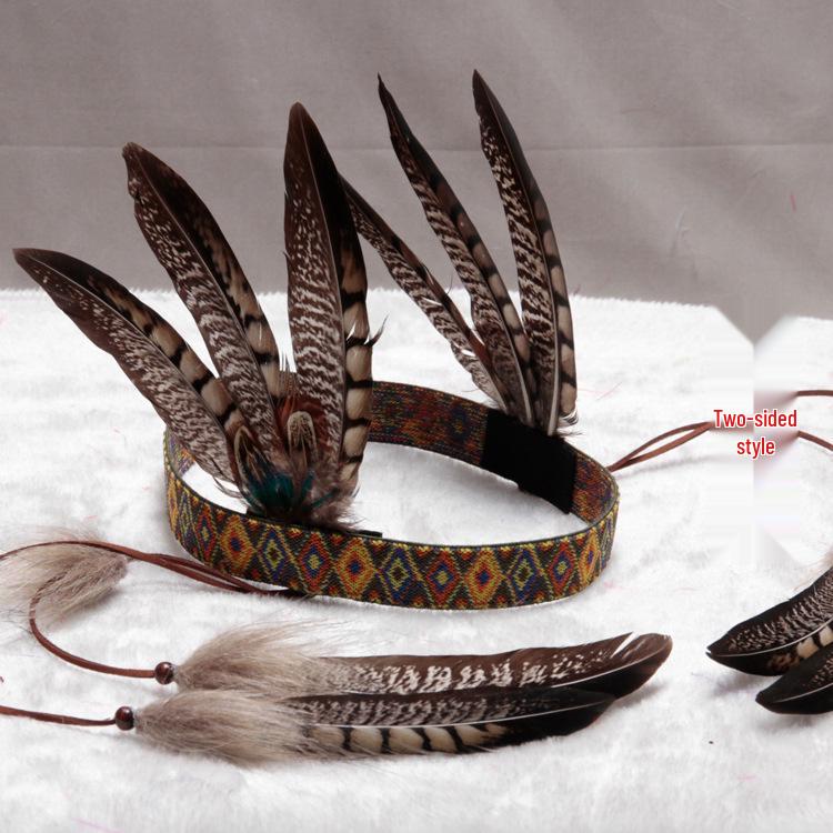 Double-Sided Feather Headdress: Indian Chief Hat for Children s Photography & New Hair Accessories Child size