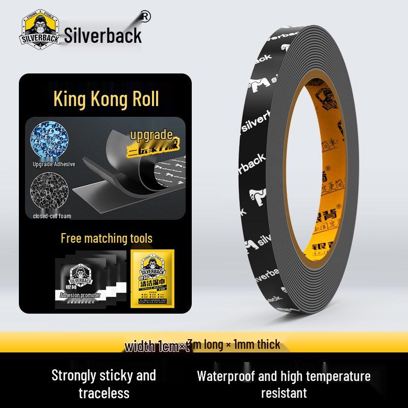 

Двостороння клейка стрічка Silverback Gorilla Strength з високою в язкістю, що не залишає слідів, довжиною 3 м, пінопластова, без залишків.