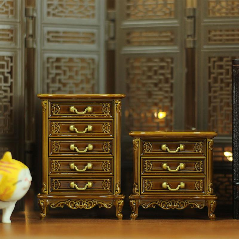 1 Stück Puppenhausmöbel Ornamente Mini Europäischer Stil Retro Schrank Modell