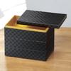 J-kitchens Lacquerware Jubako Box, 3 Tiers, 7-inch Rectangular, Paper, Black Checkered Pattern, 20cm, Made in Japan