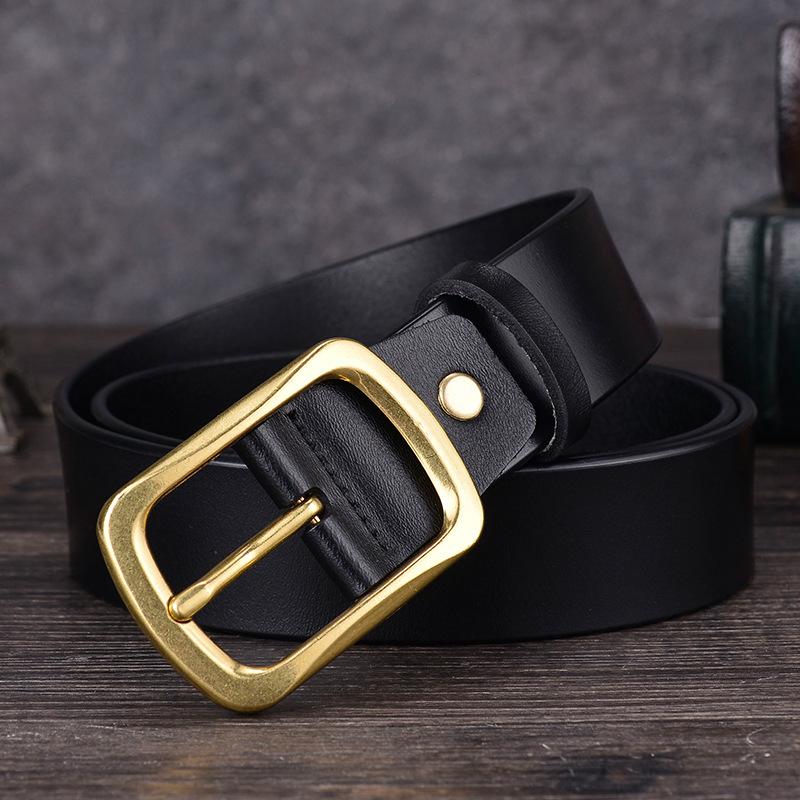 Men'S Leather Belt Cowhide Pin Buckle Belt Casual Pants Belt