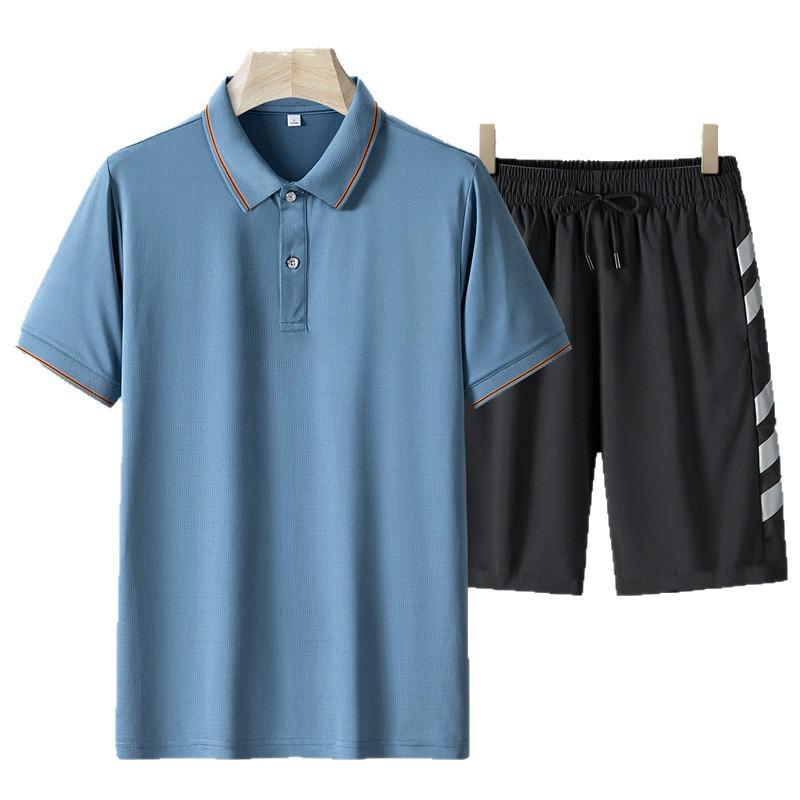 Men's Ice Silk Quick-Dry Polo & Shorts Set - Casual Summer Sportswear