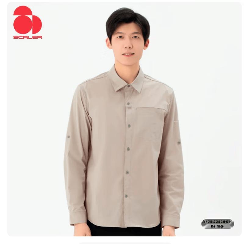 SCALER Men s Light Khaki Quick-Dry Long Sleeve Shirt L