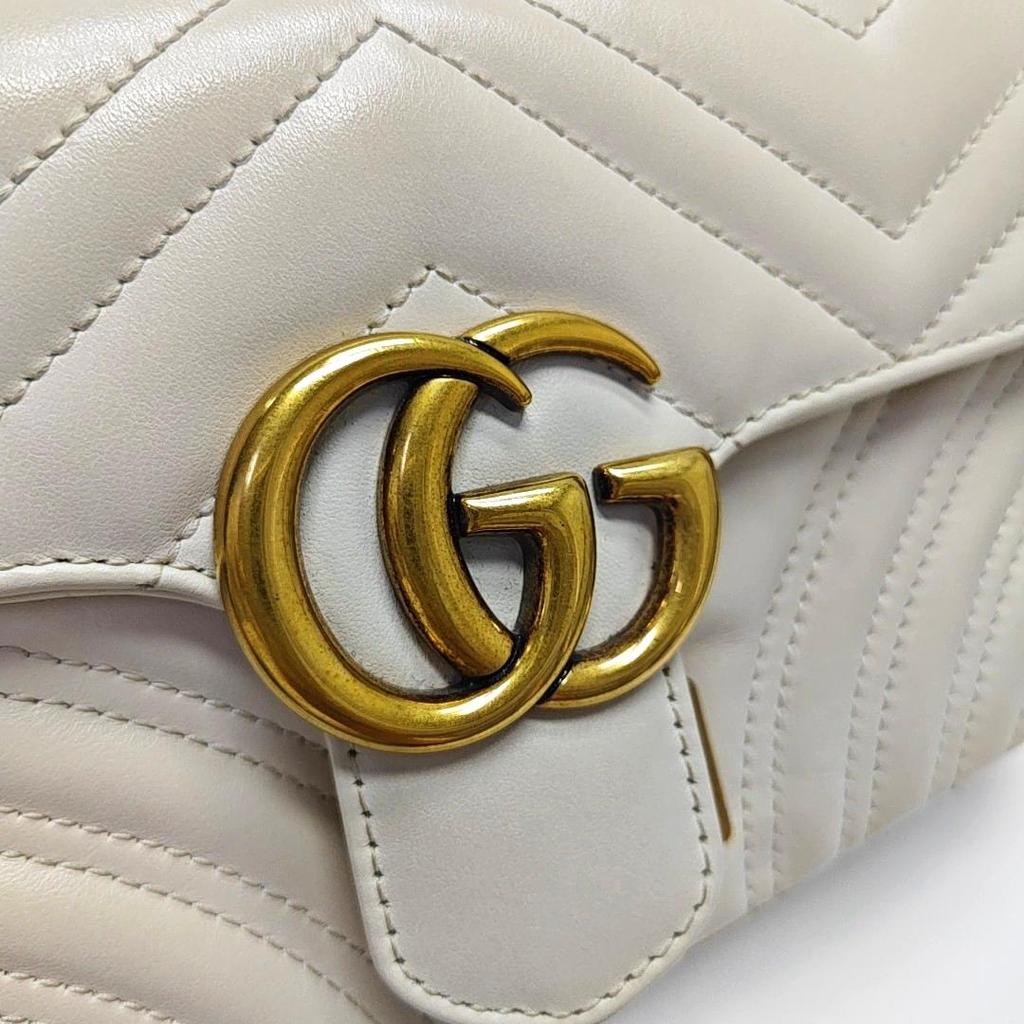 [Pre-Owned] Gucci GG Marmont Matelassé Mini Bag 'White' - Very Good #1CTLP5Y