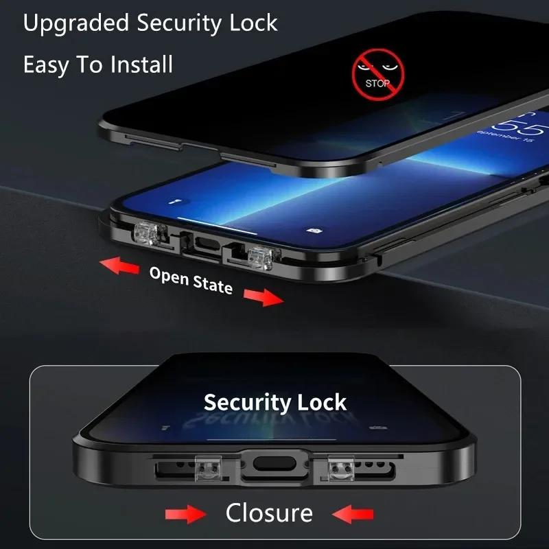 Funda Magnética Metálica Anti Miradas Indiscretas de Privacidad Para iPhone 17 16e 15 14 13 12Pro Max Funda Magsafe Protección 360 Funda de Teléfono a Prueba de Golpes