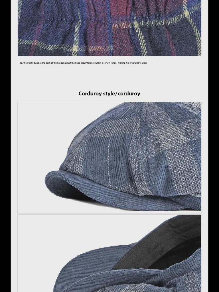 Autumn/Winter Unisex Plaid Newsboy Beret - British Retro Style Wool Hat