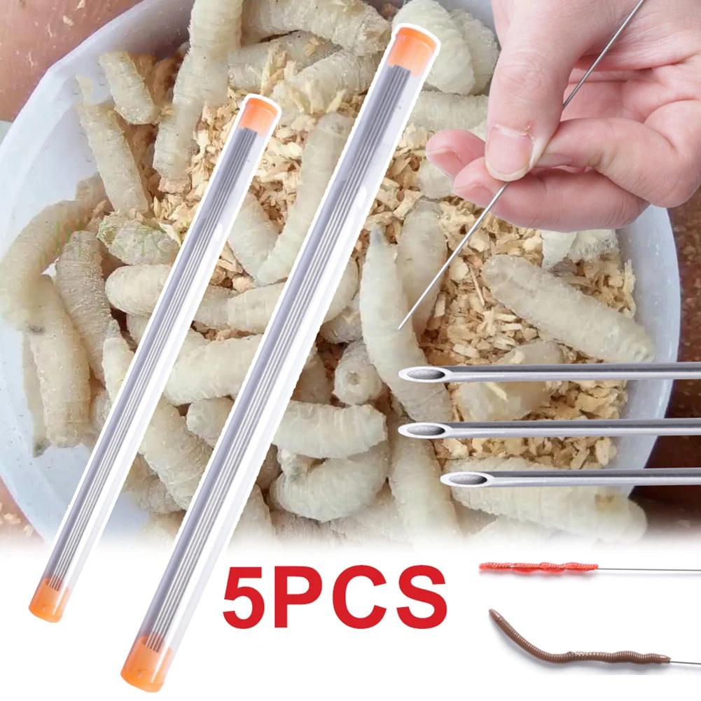 5-25Pcs Earthworm Hooking Needle Worm Baiting Needle Stainless Steel Worm Fishing Needle Fishing Rigging Needle Fishing Accessor