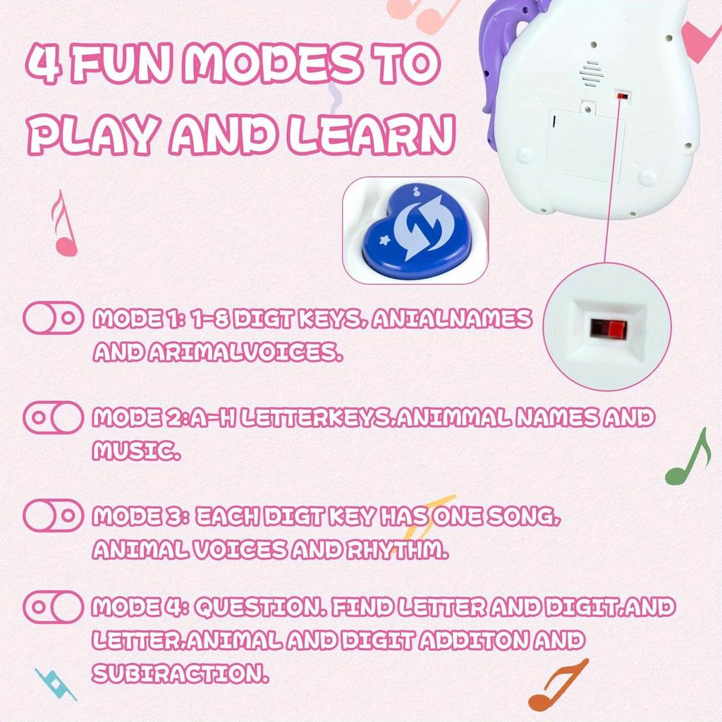 Unicorn Shape Kids Music Learning Guitar, Safe Material, Multiple Functions, Make Learning More Interesting