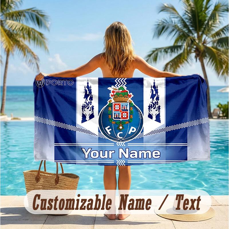 Custom Text Beach Towel, Soft Absorbent Swimming Multi-use TowelFC Porto
