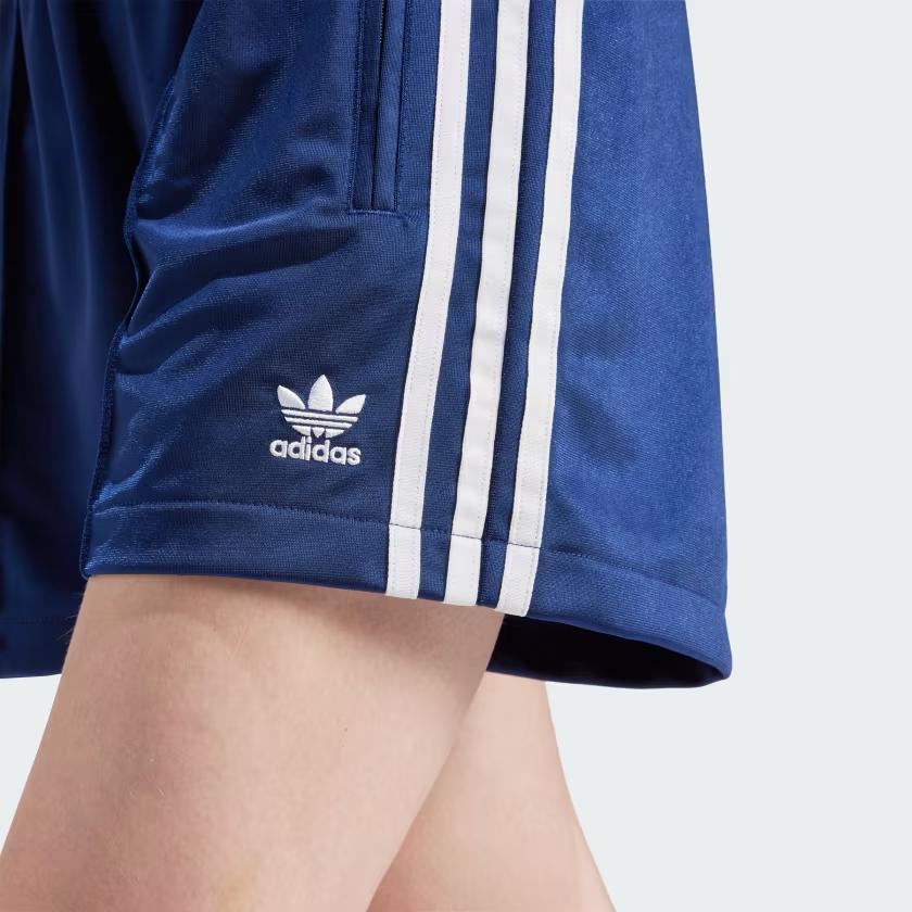 Adidas Originals Striped Mid-Waist Elastic Waist Loose Casual Shorts Women Bottoms Blue IP2958
