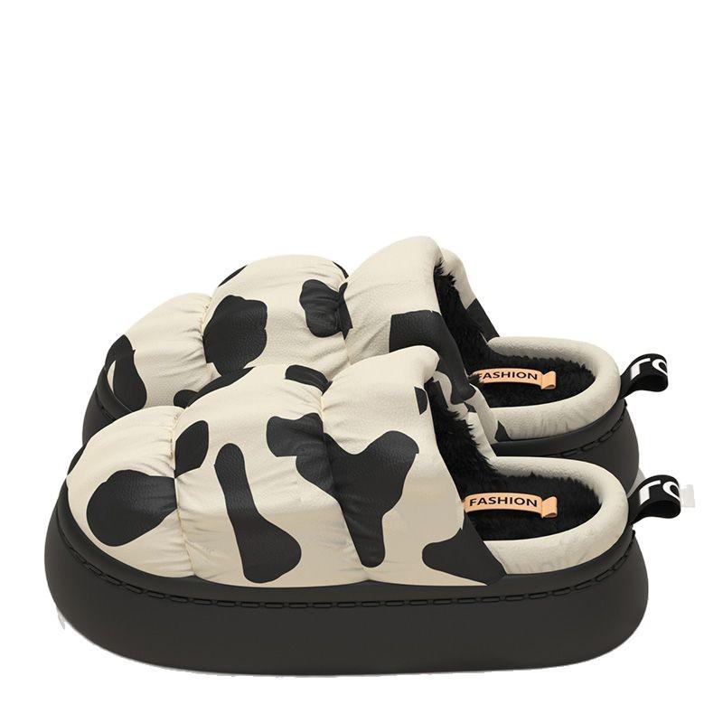 Thick-soled Cotton Slippers Autumn and Winter 2025 New Indoor Home Velvet Warm Non-slip Wool Shoes