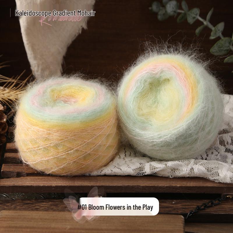 Kaleidoscope Gradient Mohair Hand-Knitted Yarn Ball