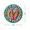 Functional Flip Flops Sign Life Is Better 3D Colorful Wall Decor With Hidden Key Holder For Entryway Home